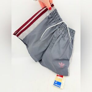 vintage 1990s Adidas men's gray & burgundy shorts, size S/P, made in Canada